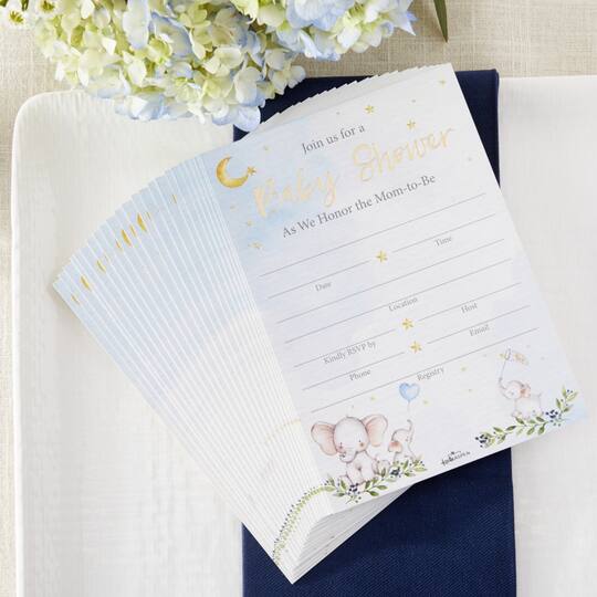 Kate Aspen® Blue Elephant Baby Shower Invitation & Thank You Card Bundle